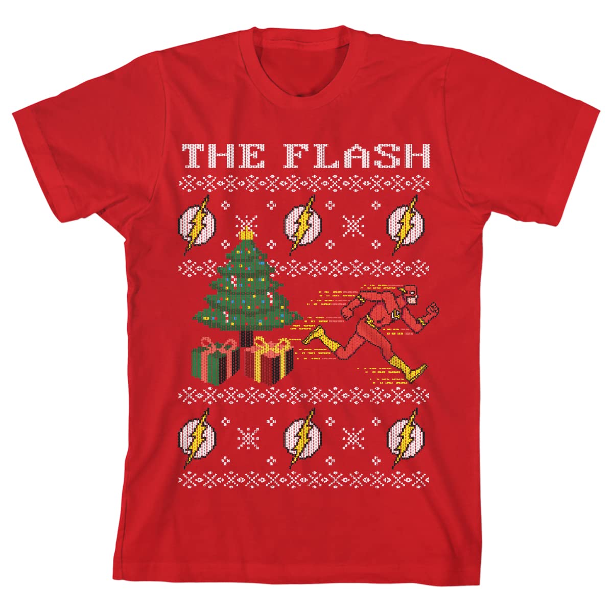 The Flash Christmas Youth Red Graphic Tee - Superhero Holiday T-Shirt for Kids & Teens - Perfect for Christmas Parties, Gifts & Festive Celebrations