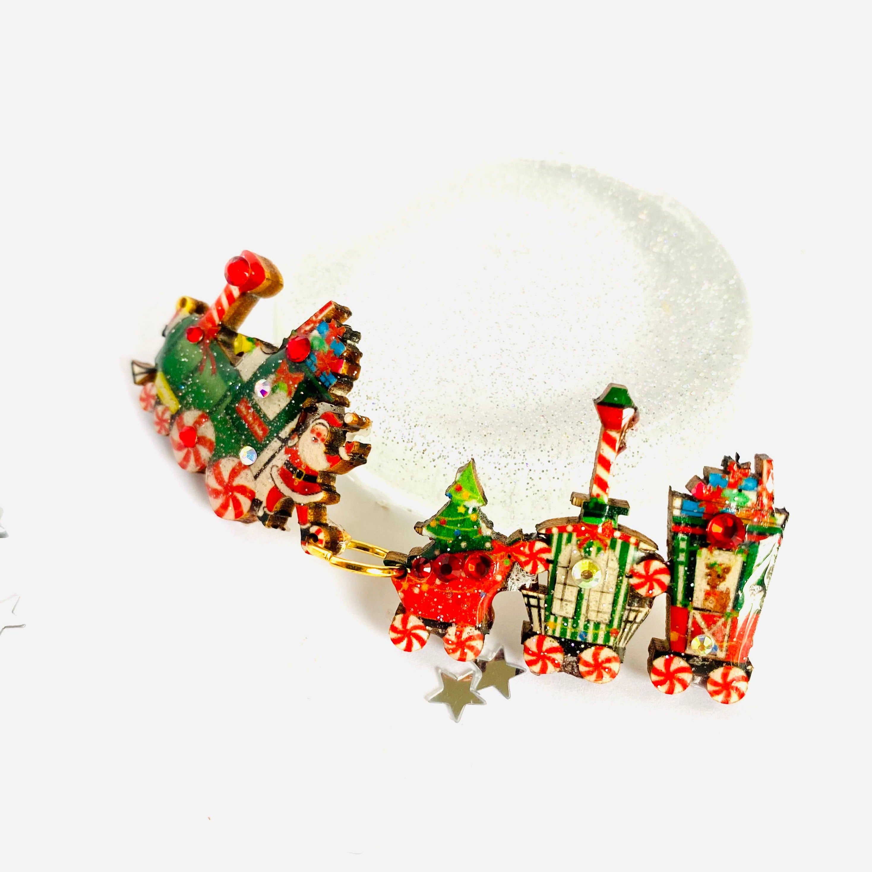 Vintage Christmas Train Brooch by Rosie Rose Parker - Elegant Holiday Jewelry for Women, Perfect for Christmas Parties & Festive Outfits