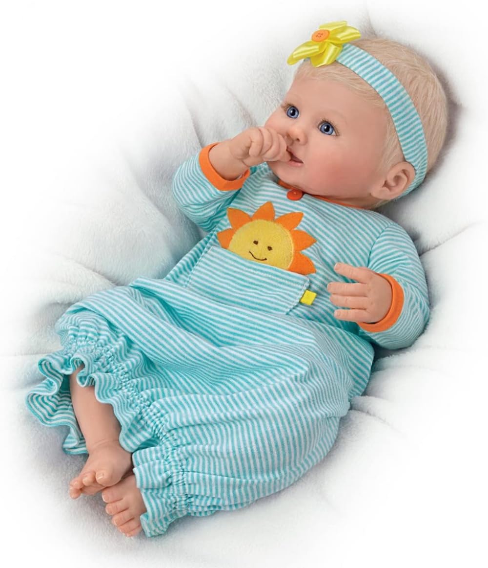So Truly Real Pocket Full of Sunshine Baby Doll by Ashton-Drake - Lifelike Collectible Newborn Doll for Display, Gift Giving & Nursery Decor - Perfect for Doll Collectors, Baby Showers & Themed Photography