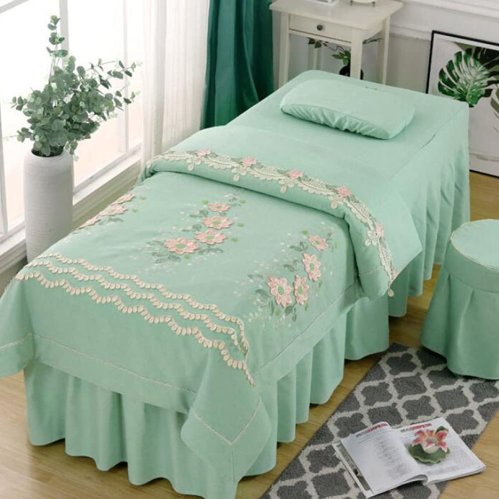 ZSDCG 4-Piece Massage Bed Sheet Set - Soft Cotton Physiotherapy Bed Cover with Face Hole for Spa & Salon | Facial Treatment, Massage Therapy, Beauty Salon Use