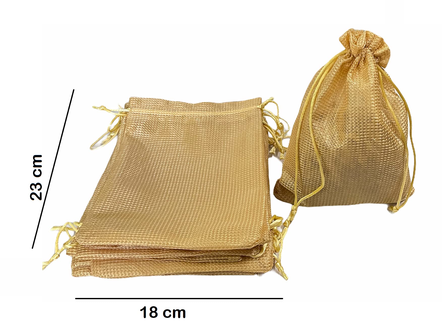 Krisah 12-Pack Self Design Potli Bags 23x18cm - Perfect for Wedding Favors, Party Gifts & Indian Festival Celebrations