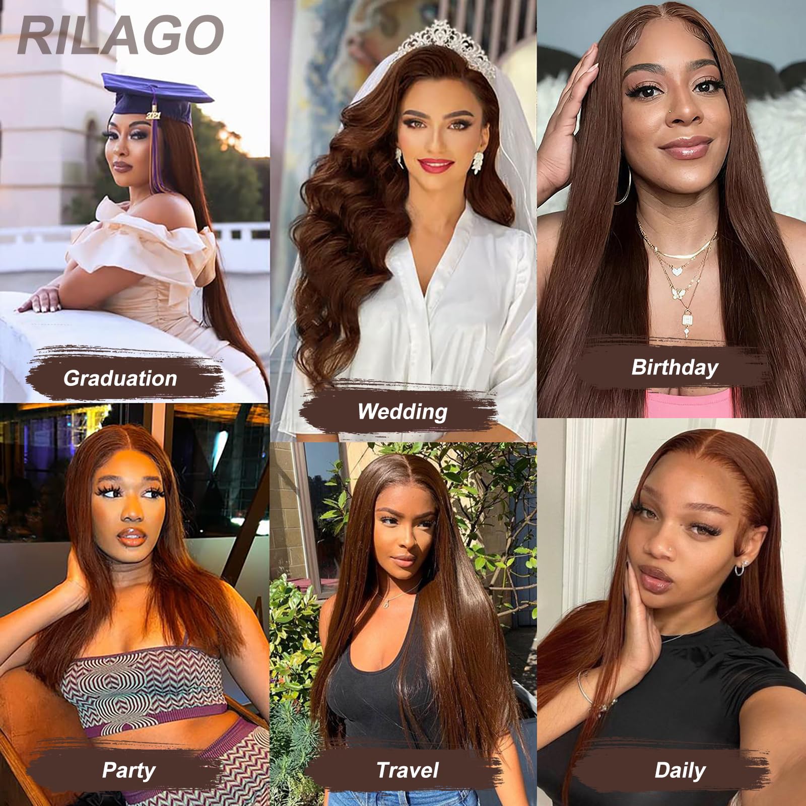 200 Density Chocolate Brown Lace Front Wig Human Hair 30 Inch Straight 13x4 HD Transparent Full Frontal Wigs - Pre Plucked with Baby Hair 4# Brown - Perfect for Cosplay, Daily Wear & Special Occasions