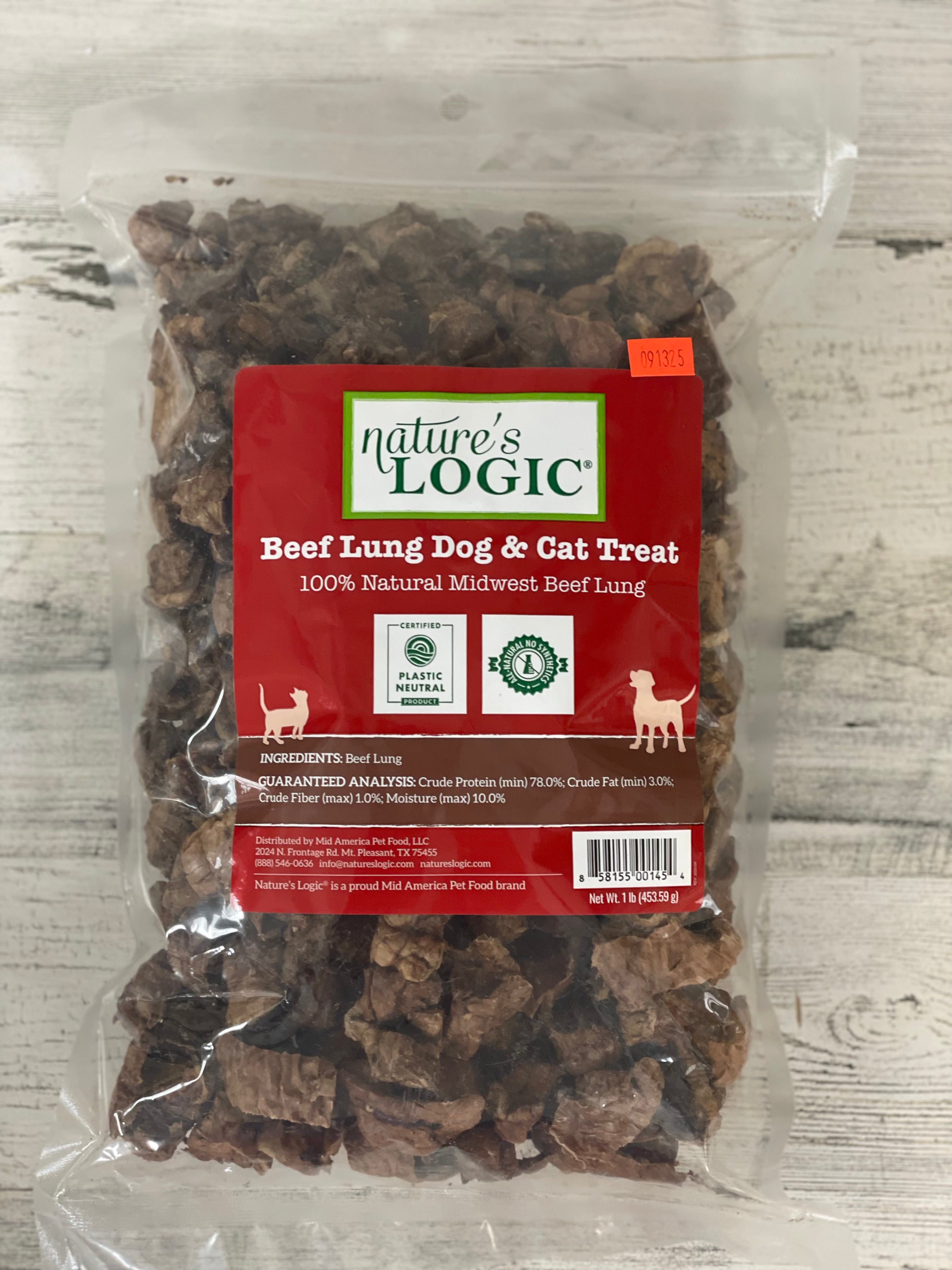 Nature’s Logic Beef Lung Dog Treats - All-Natural, Grain-Free, High-Protein Snacks for Training & Rewards - Perfect for Small, Medium & Large Breeds