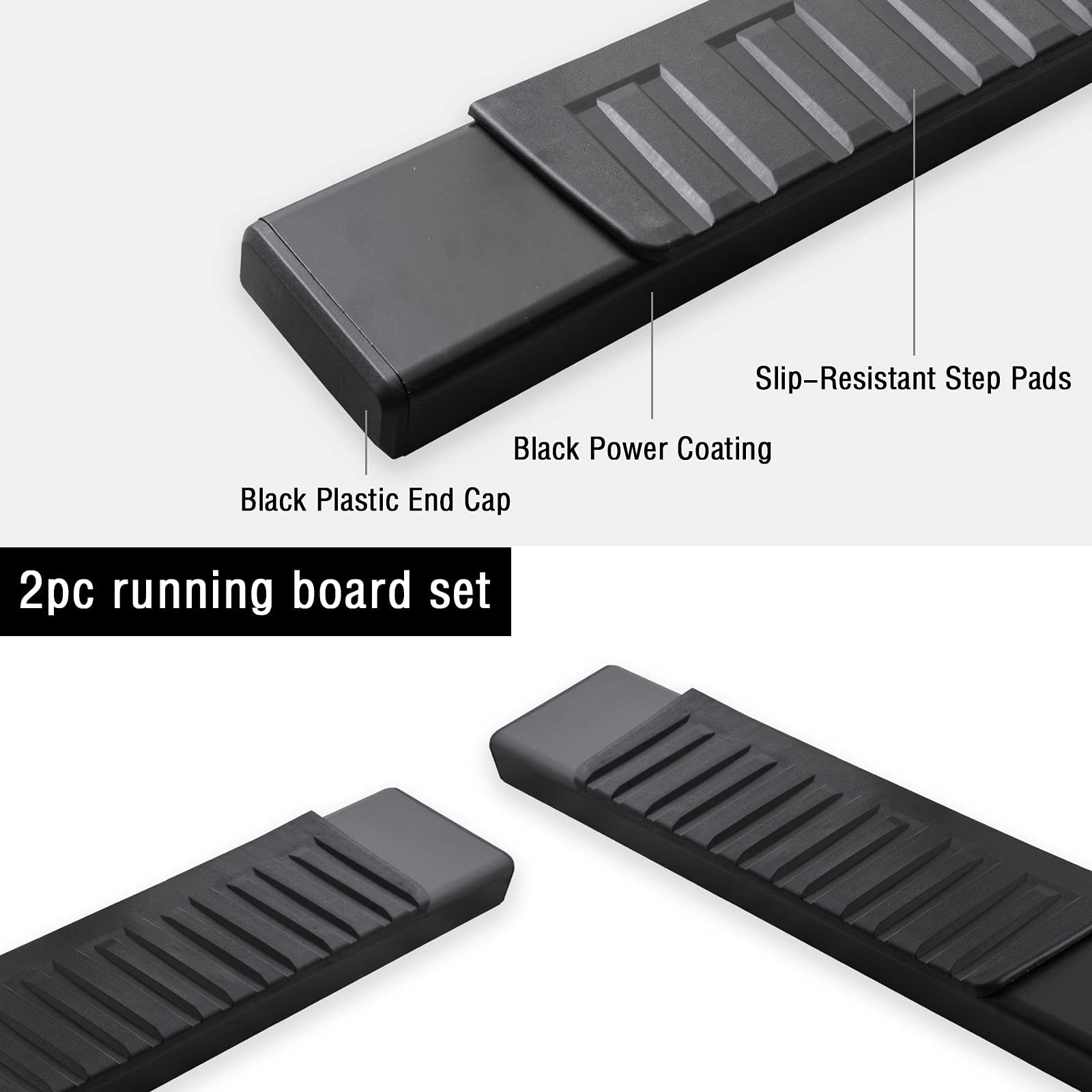6 Inch Black Running Boards for 2007-2018 Chevy Silverado & GMC Sierra 1500/2500HD/3500HD Crew Cab - Heavy Duty Side Steps for Easy Truck Access - Perfect for Off-Roading, Work Trucks & Daily Commutes