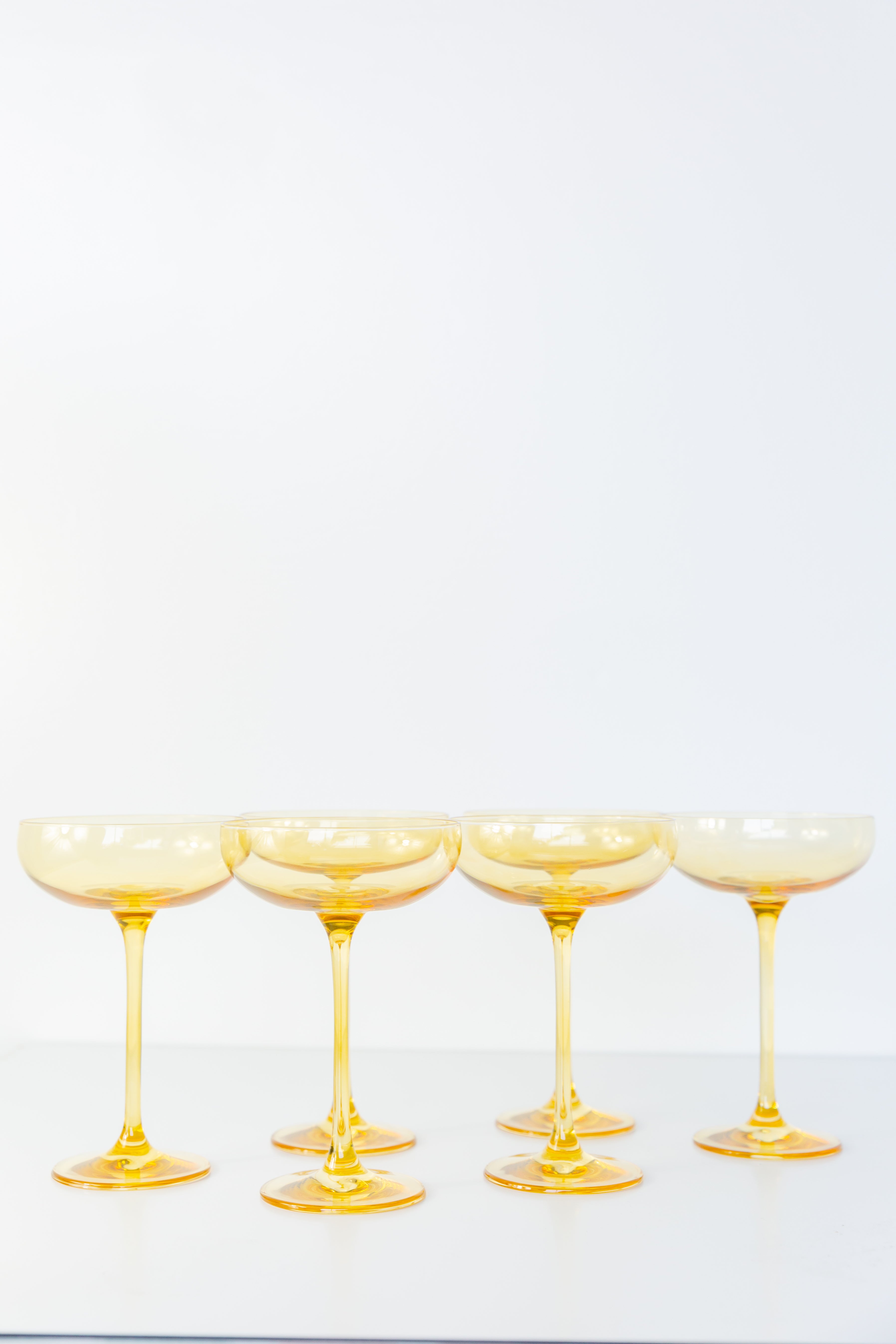 Estelle Colored Champagne Coupe Glasses Set of 6 - Elegant Yellow Stemware for Wedding, Party & Special Occasions