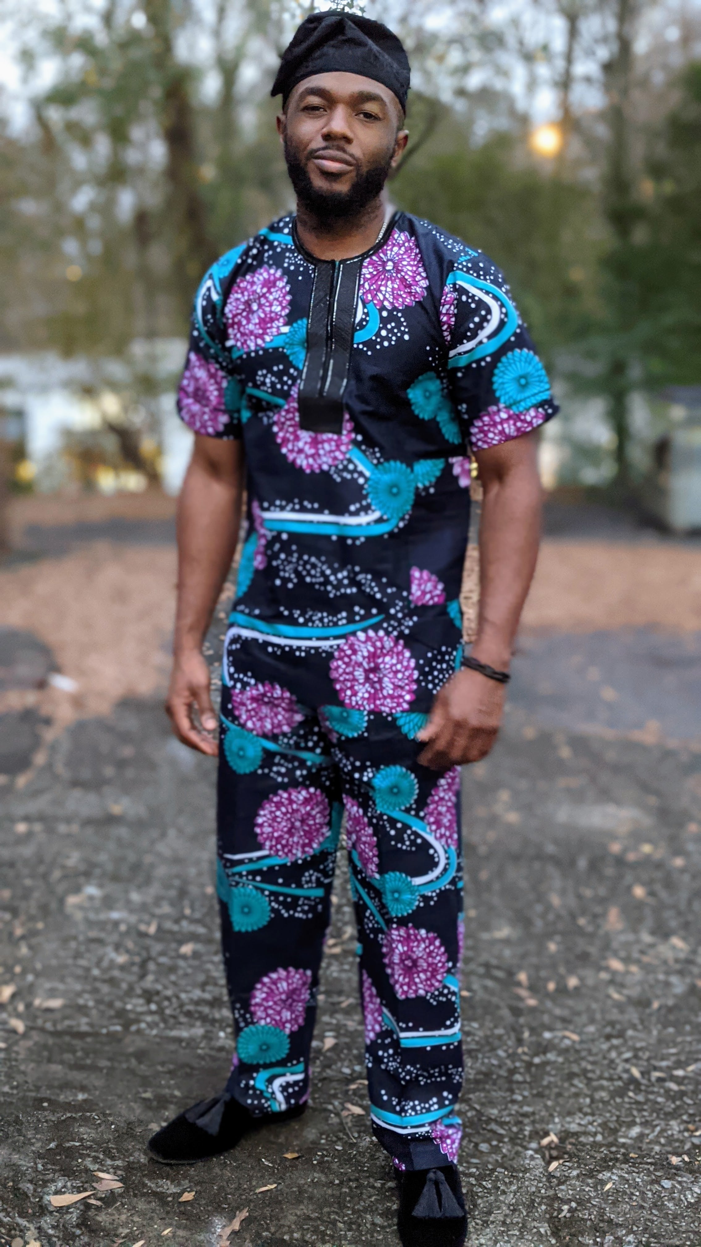 Adetunde Ankara African Print Agbada Set DP5006GB2 | Traditional Nigerian Menswear | Elegant 3-Piece Outfit for Weddings, Parties & Special Occasions