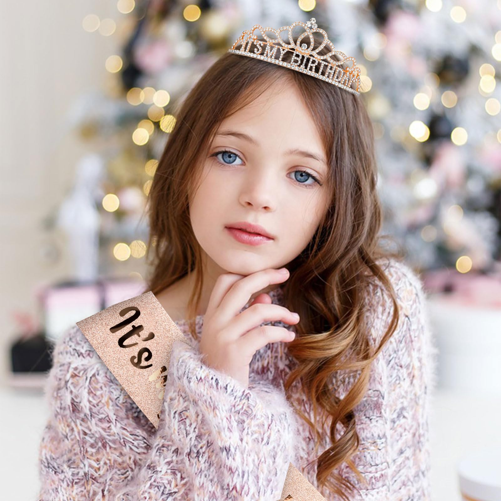 Rose Gold Birthday Crown & Sash Set for Women - Elegant Adult Birthday Party Decorations & Gifts - Perfect for Birthday Celebrations, Bachelorette Parties & Special Occasions