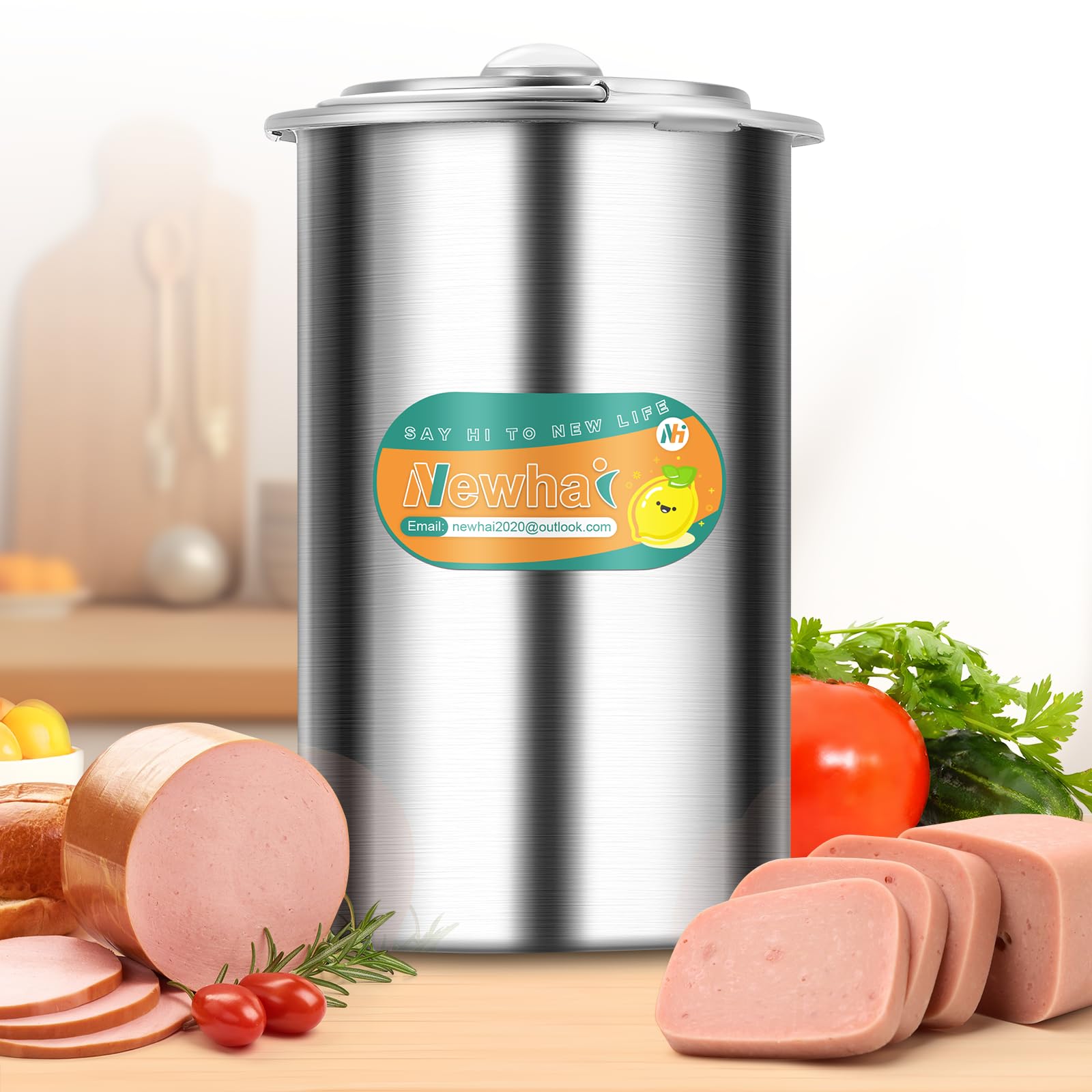 Premium 304 Stainless Steel Meat Press - Deli Meat Maker & Ham Press Tool for DIY Homemade Sausage, Lunch Meat with Built-in Thermometer - Perfect for Kitchen, BBQ, Camping & Food Prep