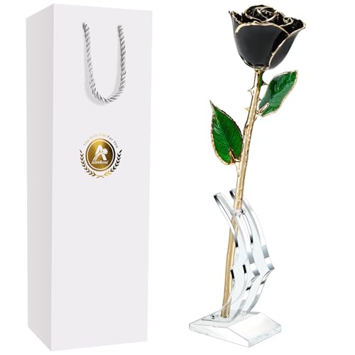 B8. Black Handmade Rose White Stand