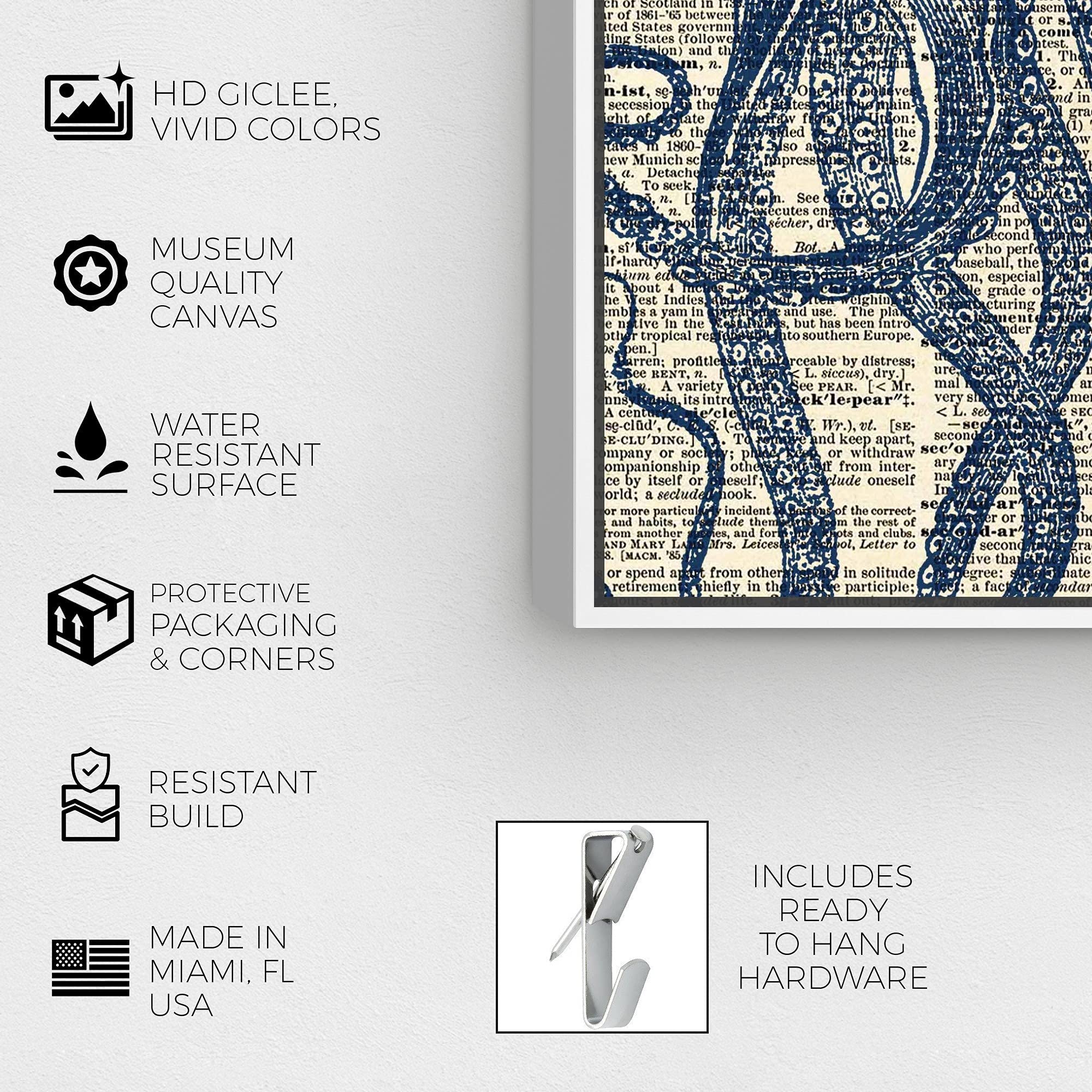 Nautical & Coastal Wall Art Canvas Prints - Marine Life Octopus Dictionary Home Décor by Oliver Gal Artist Co. | 36