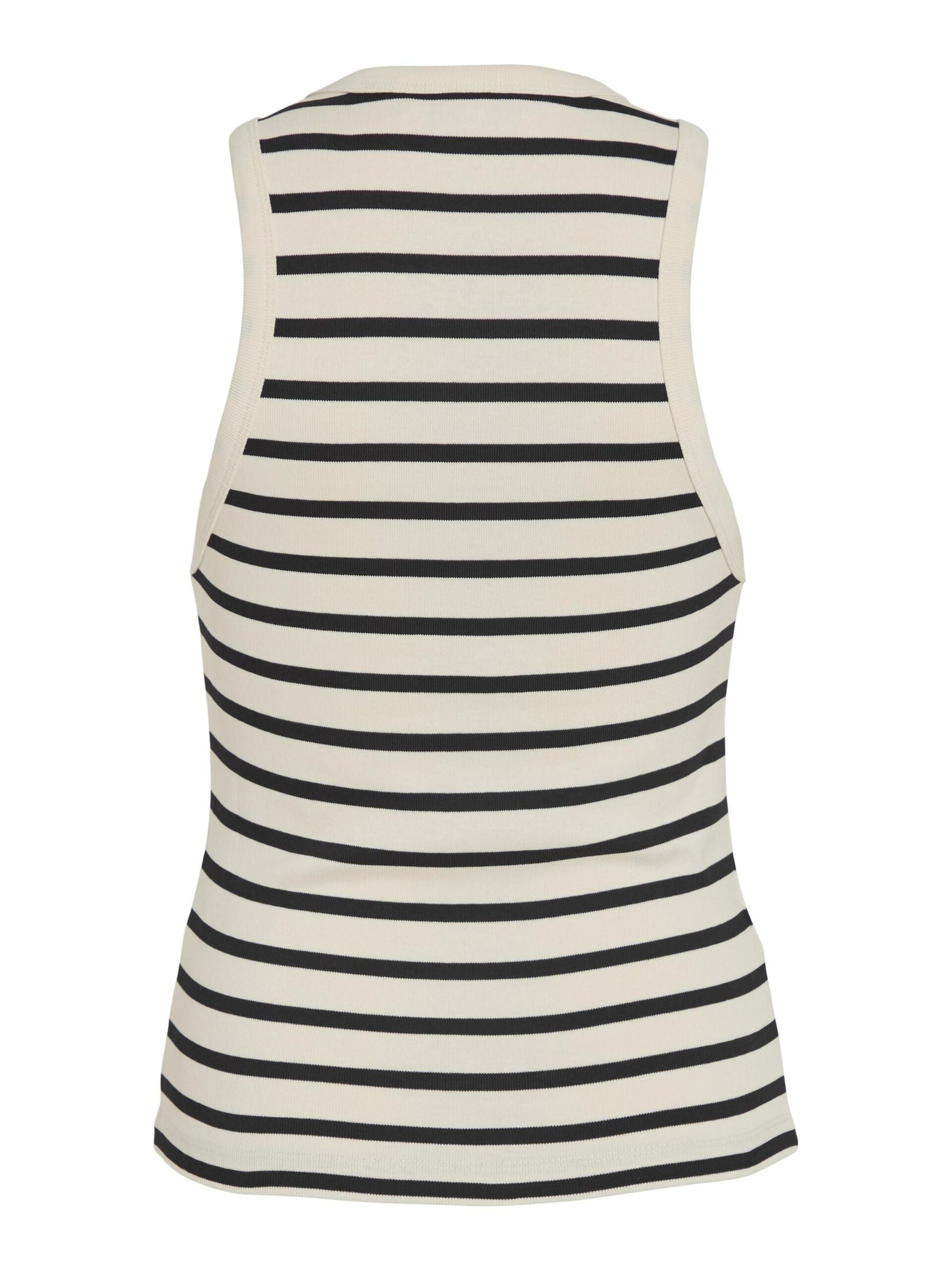 Bena O Neck Tank Top for Women - Soft Cotton Sleeveless Shirt (Eggnog/Black) - Perfect for Summer, Gym, and Casual Outfits