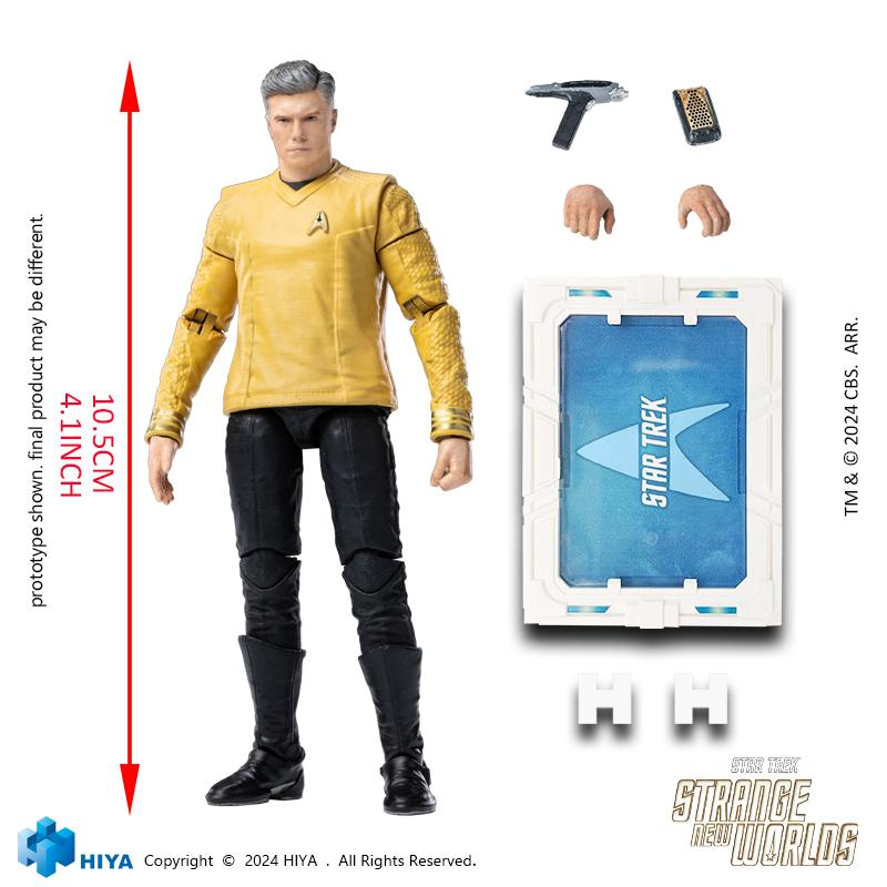 Pre Order 1/18 HIYA 4-Inch Action Figure - Exquisite Mini Series Star Trek Strange New Worlds Captain Pike Collectible Toy for Display & Sci-Fi Fans