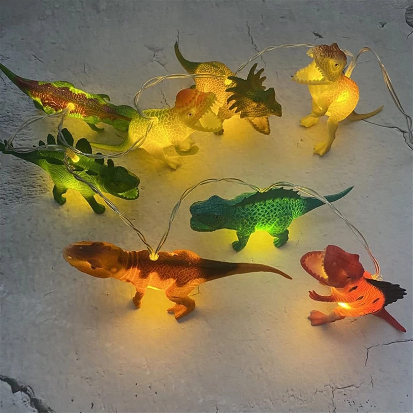 Solar Dinosaur String Lights 16FT 20 LED - Waterproof Indoor/Outdoor Decor for Kids Room & Party