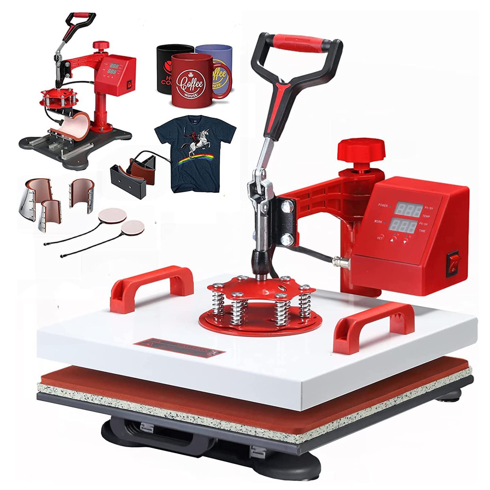 15x15 Inch 8-in-1 Digital Heat Press Machine with 360° Swing Away - Multi-Function Sublimation Combo for T-Shirts, Mugs, Hats, Plates & Bottles | Perfect for DIY Crafts, Custom Apparel & Small Business Printing