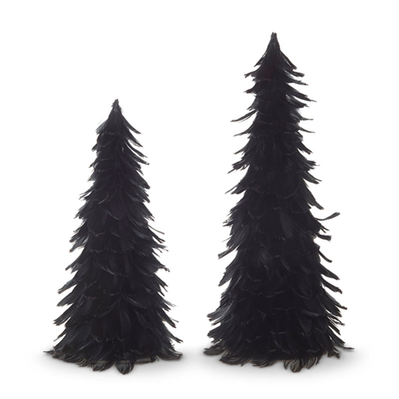 Black Feather Trees Set of 2 - Artificial Decorative Feather Christmas Trees for Home, Office & Party Decor | Perfect for Holiday, Wedding & Festive Decorations