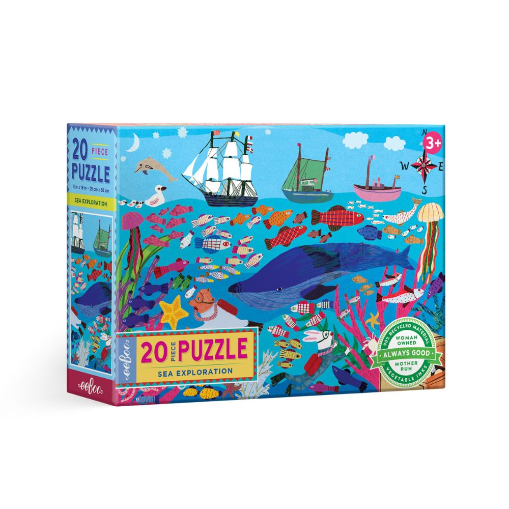 eeBoo Sea Exploration 20-Piece Jigsaw Puzzle for Kids | Ocean Animal Learning Toy | Perfect for Preschool Education & Family Game Night