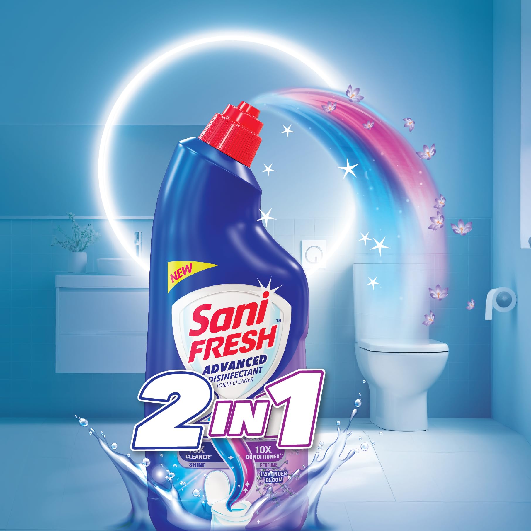 Sanifresh 2-in-1 Toilet Cleaner & Conditioner (1L Bottle) - 10X Cleaning Power & Long-Lasting Shine | Eliminates Odors & Leaves Fresh Fragrance | Perfect for Bathrooms, Toilets & Household Cleaning