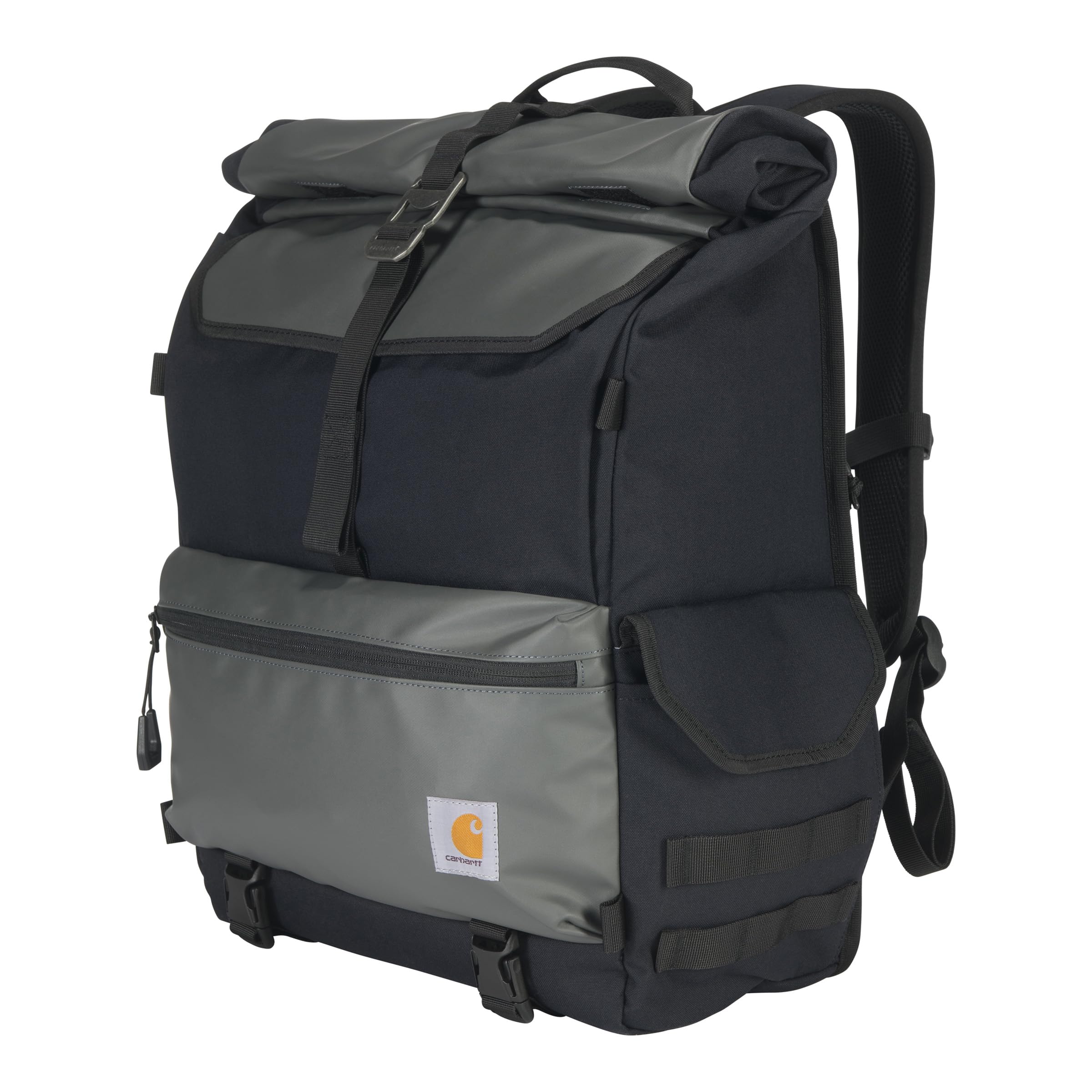 Carhartt 40L Nylon Roll Top Backpack - Heavy-Duty Water-Resistant Hiking Backpack with 17