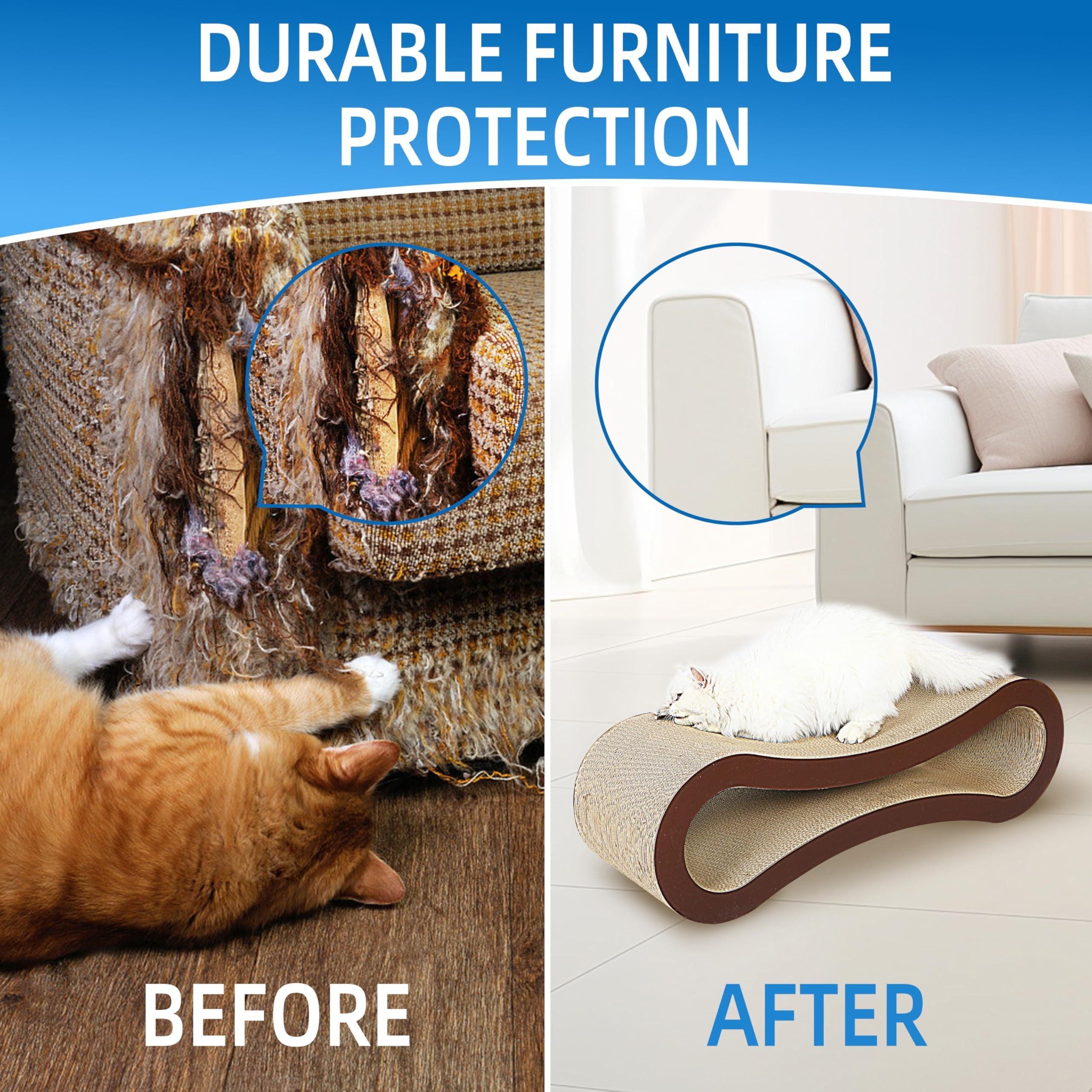 2 in 1 Infinity Shape Cat Scratcher & Bed - Extra Large Cardboard Scratching Board for Indoor Cats - Protects Furniture - Perfect for Playtime & Napping