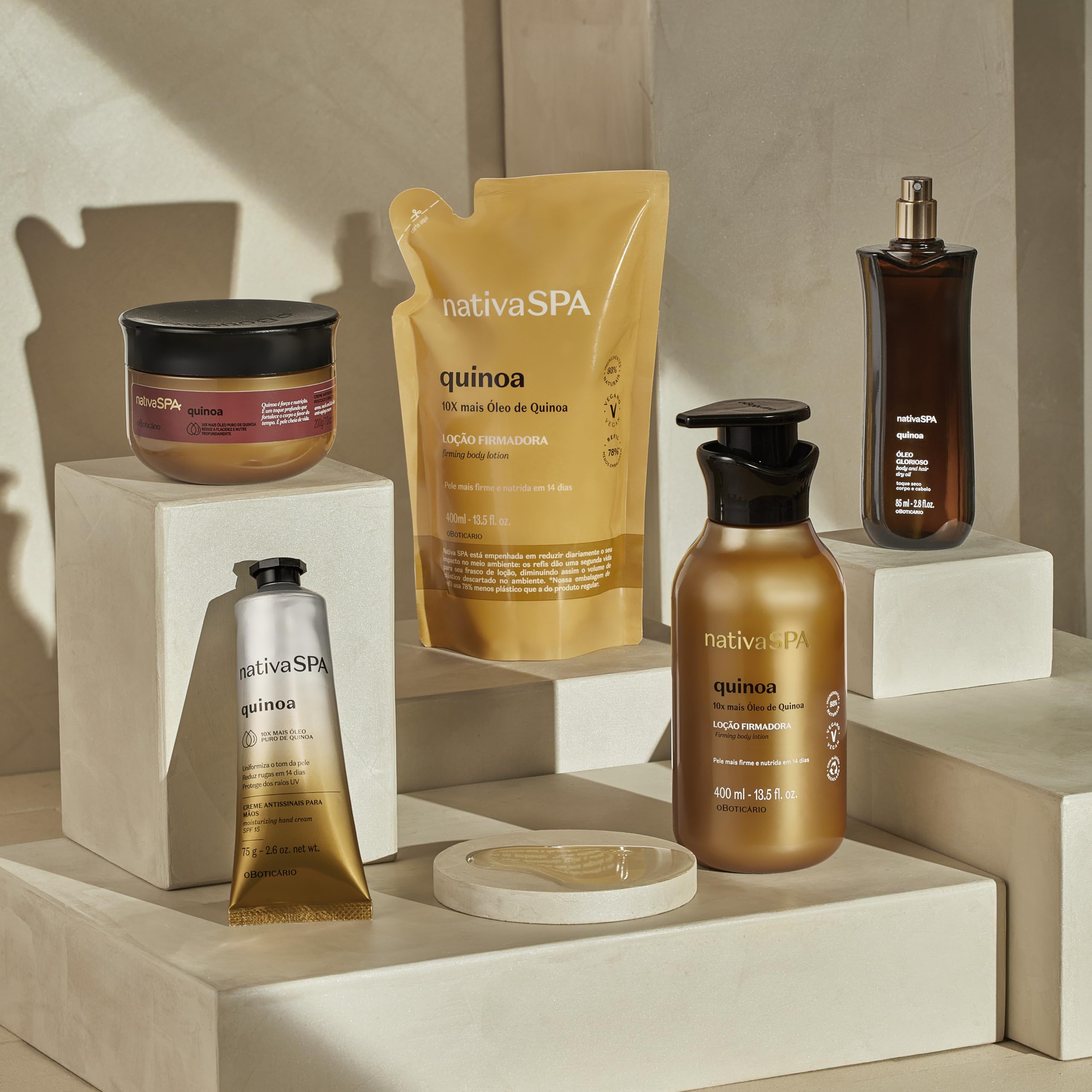 Nativa SPA Quinoa Hand & Body DUO Set - Hydrating Body Lotion (13.5 Oz) & Moisturizing Hand Cream (2.6 Oz) - Natural Skincare Gift Set for Dry Skin Care - Perfect for Daily Moisturizing, Spa Day & Travel Essentials