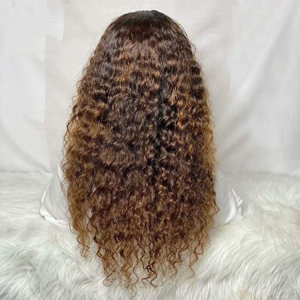 HD Transparent 13x6 Lace Front Human Hair Wigs - 180 Density Ombre 1B/30 Curly Brazilian Remy Hair Wig with Baby Hair & Pre-Plucked Bleached Knots (22 Inch) | Perfect for Daily Wear, Cosplay, Parties & Special Occasions