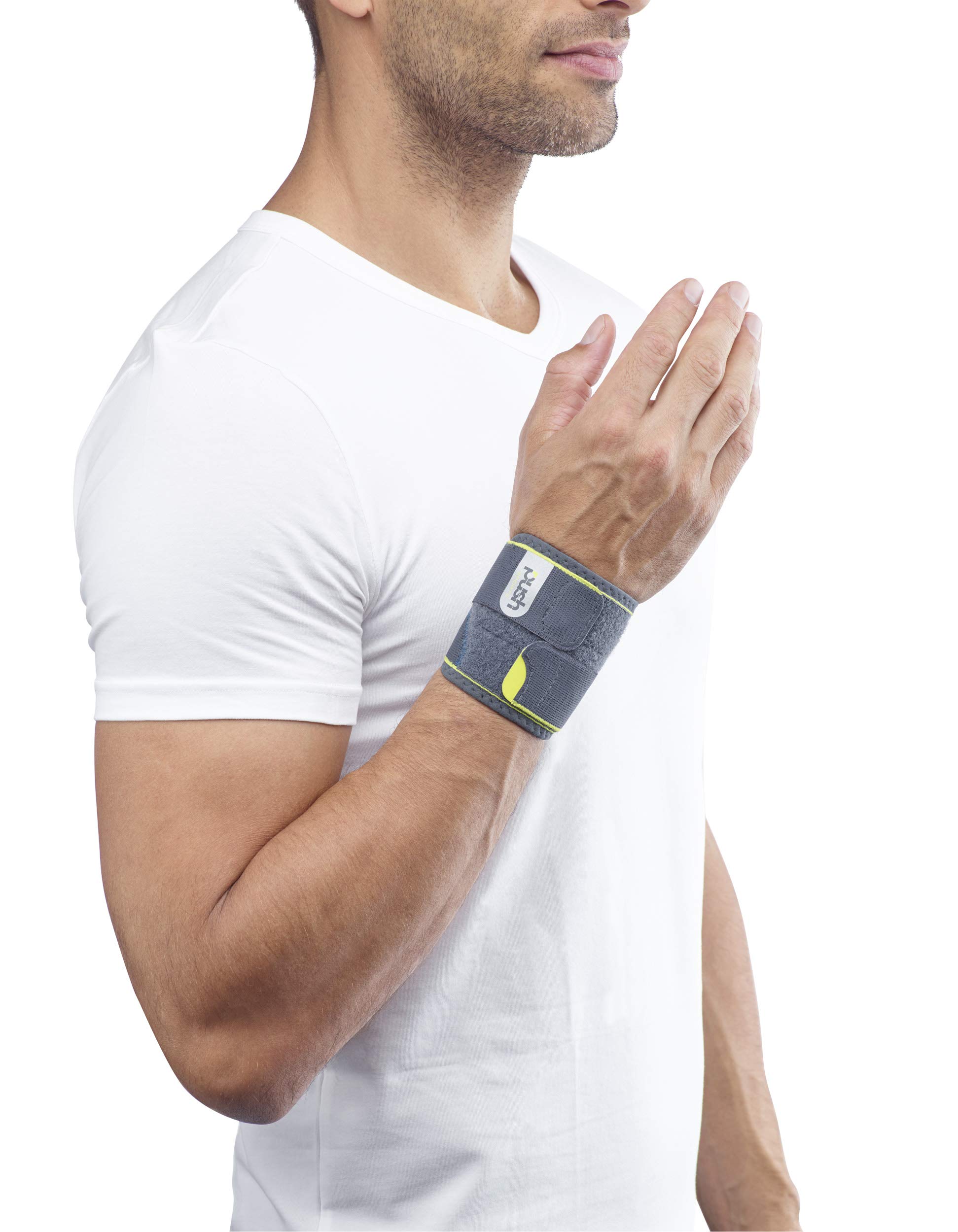 Push Sports Wrist Support Brace - Adjustable Compression Wrist Wrap with Thumb Loop for Pain Relief & Stability (Left Hand) - Ideal for Weightlifting, Basketball, Tennis & Arthritis Support