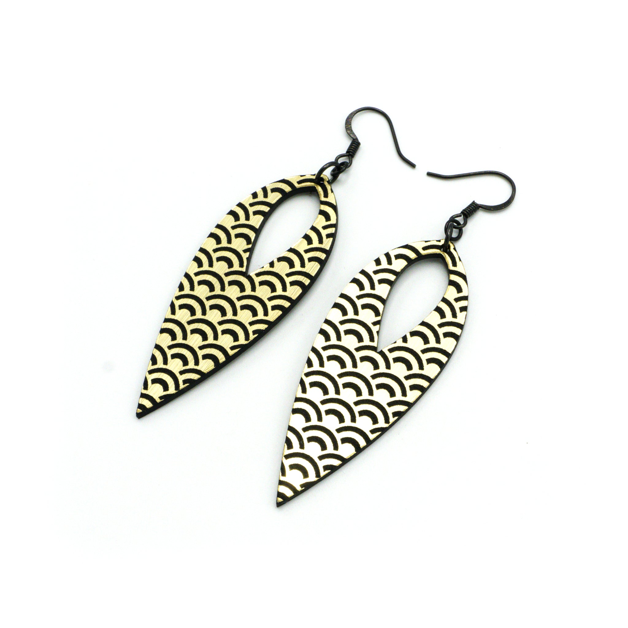Nativas Acrylic Earrings for Women - Brushed Gold & Black Hoop Earrings | Lightweight & Hypoallergenic | Perfect for Parties, Work & Everyday Wear