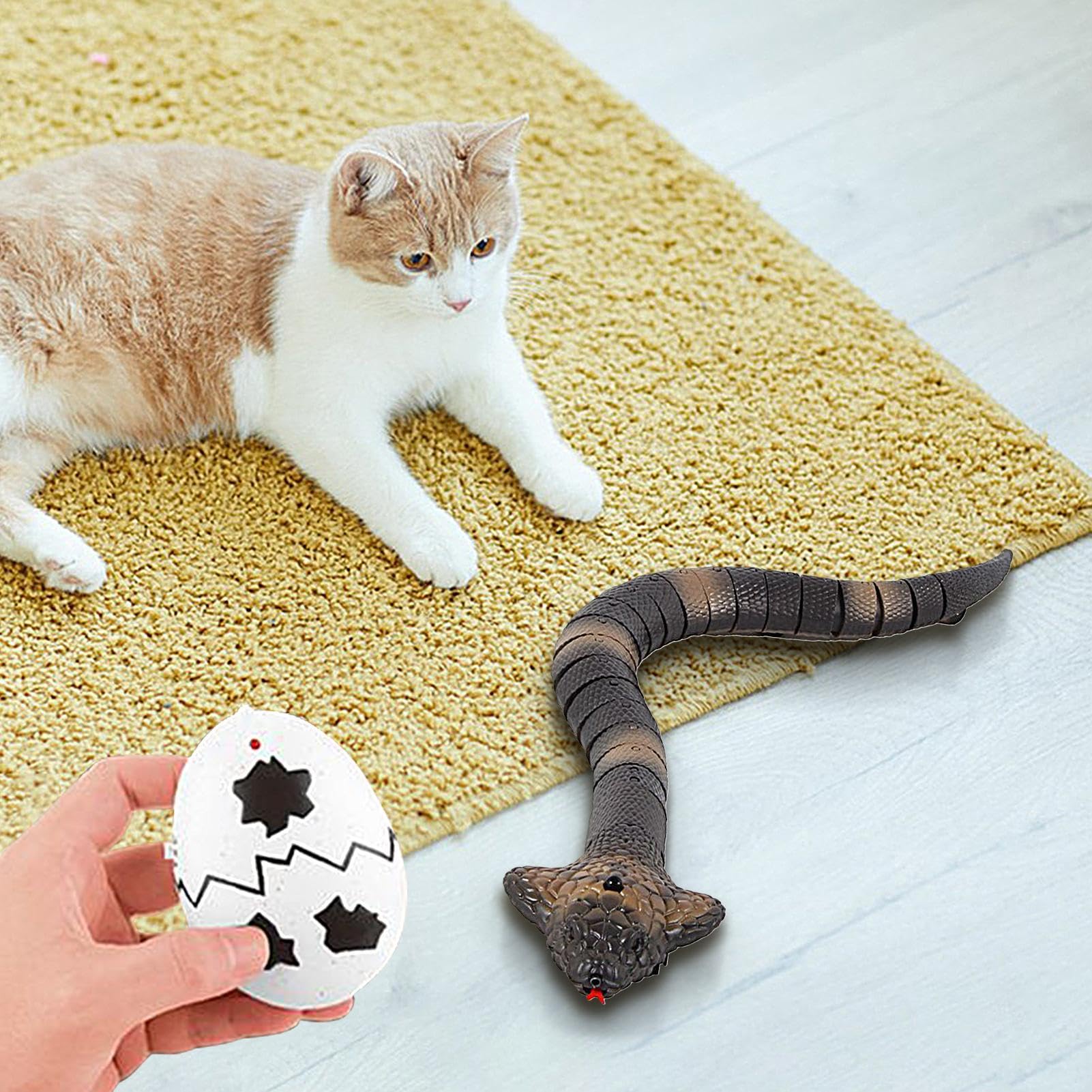 Remote Control Snake Cat Toy - Electric Cobra Interactive Pet Toy with Smart Sensor & Obstacle Avoidance | Realistic Moving Snake Toy for Cats | Double Function Play & Exercise | Perfect for Indoor Playtime, Boredom Relief & Stimulating Natural Hunting Instincts