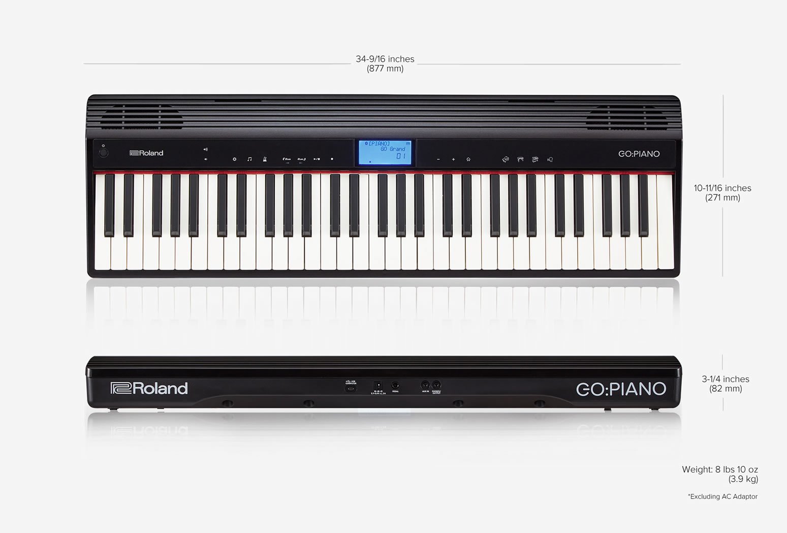 Roland GO:Piano 61-Key Digital Keyboard (GO-61P) - Portable Electric Piano with Built-In Speakers, Bluetooth & Headphone Jack - Perfect for Beginners, Home Practice & Travel Use
