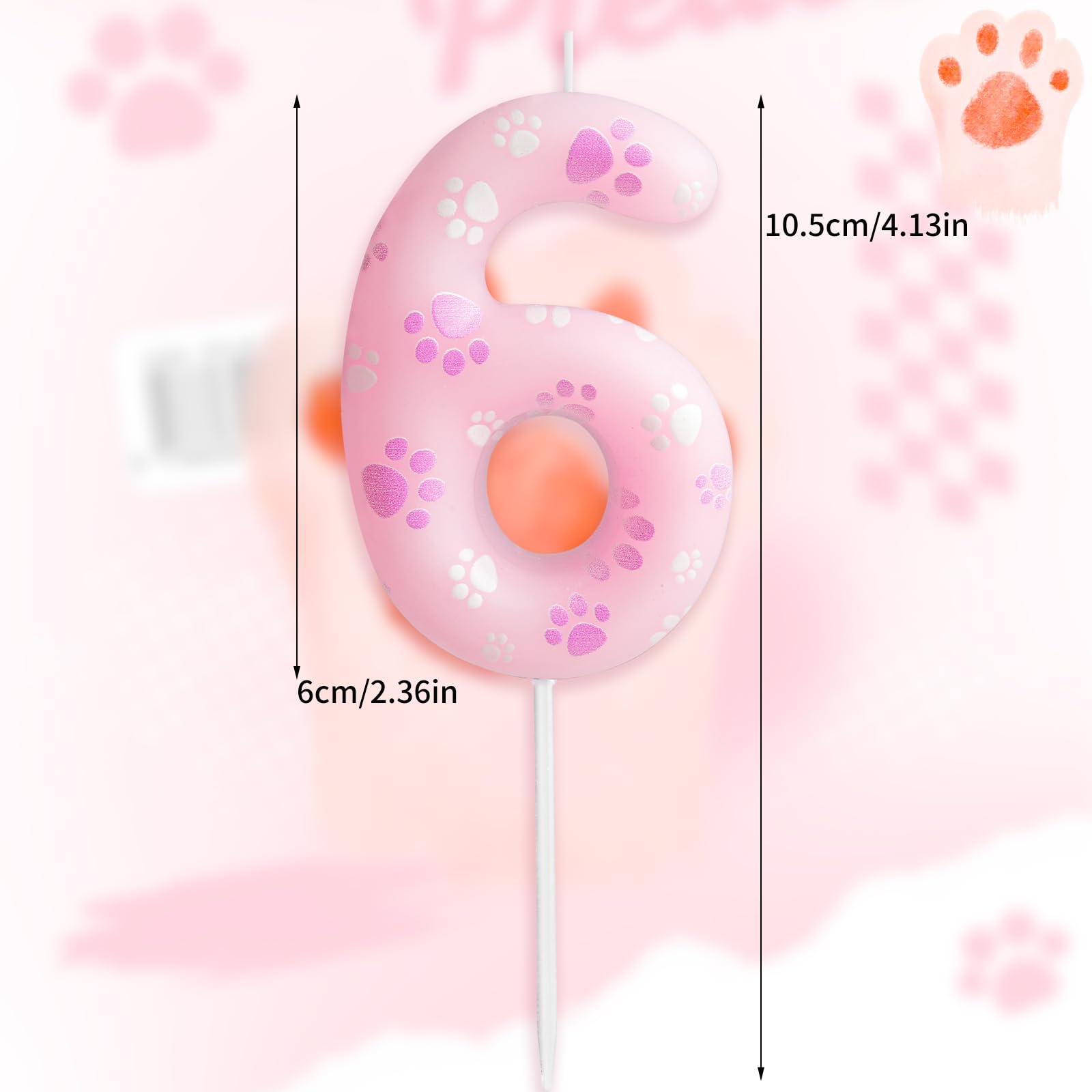 Pink Dog Paw Print 3rd Birthday Candles - Happy Birthday Cake Topper with Numerals for Boys & Girls - Dog Themed Party Decorations for Birthday Celebrations & Pet Lover Events
