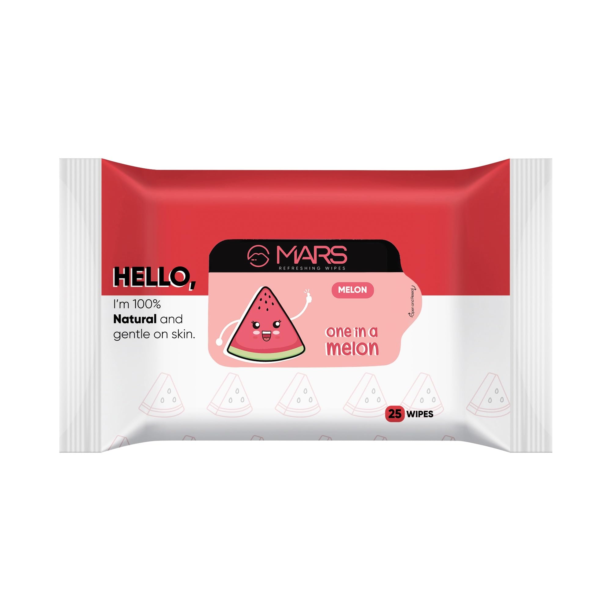 Refreshing Facial Wet Wipes with Fruit Extract | pH Balanced, Alcohol-Free Cleansing Wipes for Hydration & Soothing Skin | 25 Count Watermelon Scented Wipes | Perfect for Travel, Gym & Daily Skincare Routine