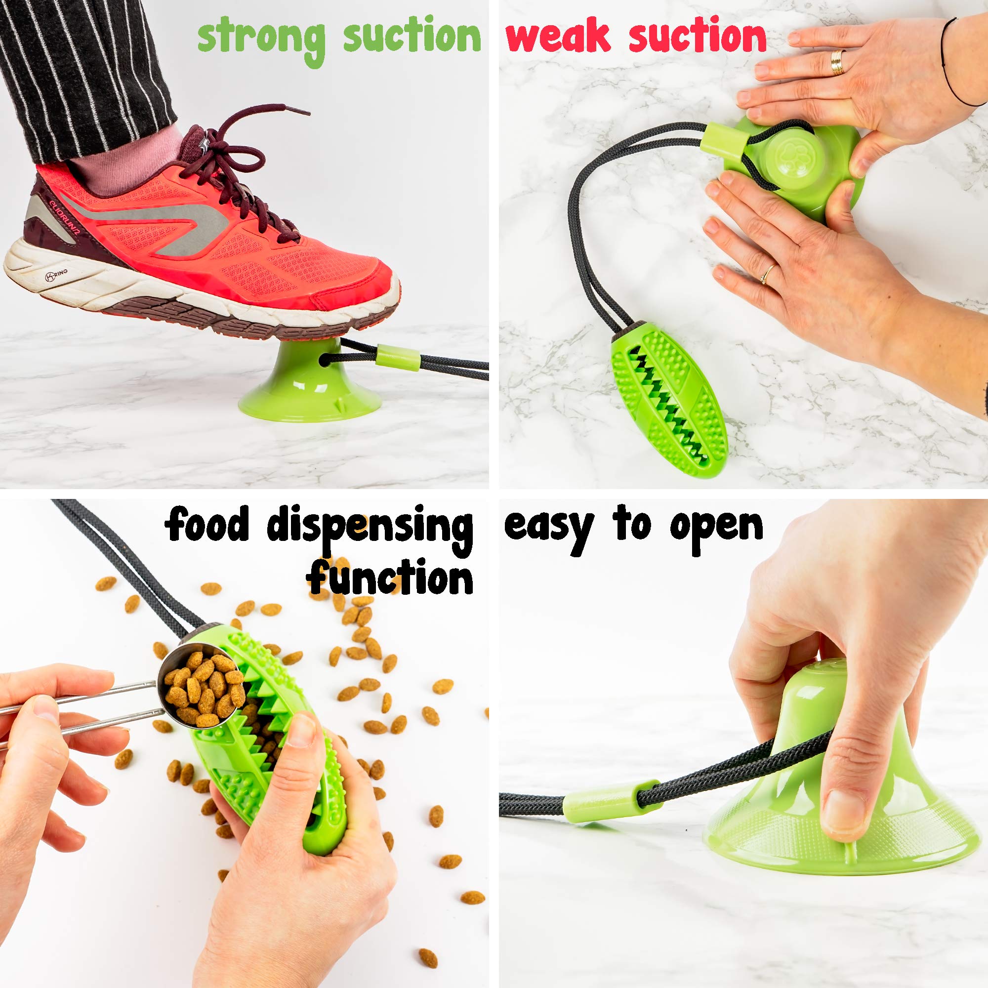 Durable Suction Cup Dog Chew Toy - Interactive Treat Dispenser Ball for Teeth Cleaning & Play - Indoor Pet Entertainment for Boredom Relief & Training