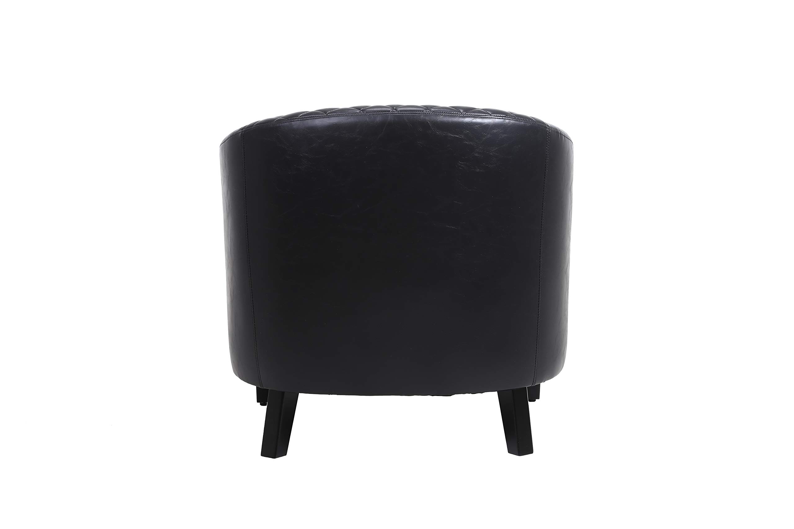 RUNNA Modern PU Leather Accent Barrel Chair - Solid Wood Arm Club Chair with Nailhead Trim for Living Room, Bedroom & Guestroom - Stylish Black Lounge Seating for Home Decor & Relaxation