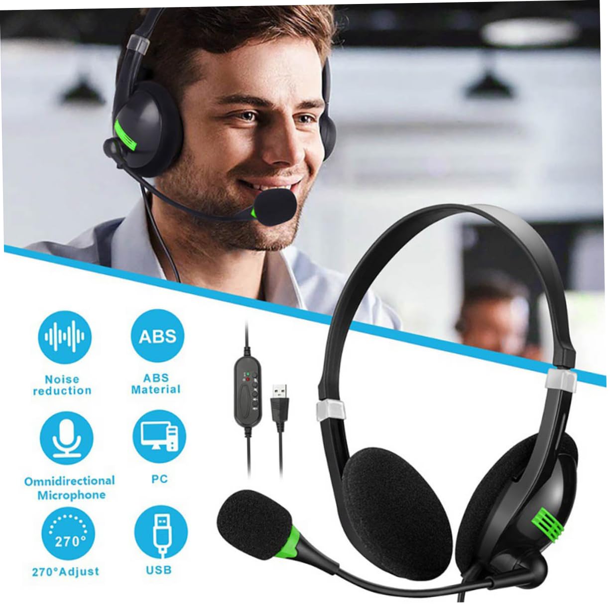GOOHOCHY Gaming Headset with Noise Cancelling Mic - Comfortable Over-Ear Headphones with Omni-Directional Sound for PC, Laptop, PS4, Xbox - Perfect Replacement for Broken Headsets - Ideal for Gaming, Streaming & Online Meetings