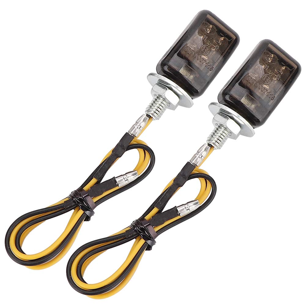 Kimiss Universal Motorcycle Turn Signal Lights - 2Pcs Mini Yellow LED Blinkers for Harley, Honda, Yamaha (Smoke Black) - Perfect for Night Riding & Safety Enhancement