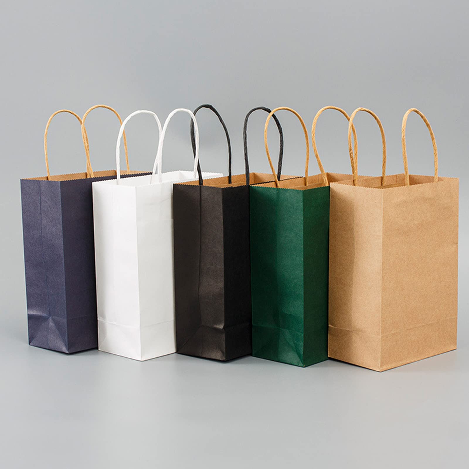 Eco-Friendly Kraft Paper Gift Bags with Handles - 50 Pack (5x10x13 Inches) for Christmas, Birthdays, Weddings, Baby Showers & Holidays - Perfect for Party Favors, Retail Packaging & Gift Giving