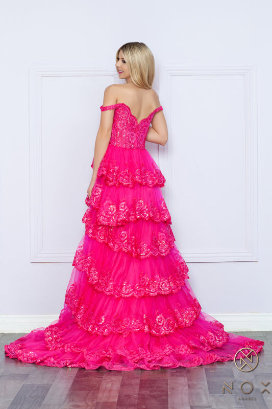 Pricilla Gown - Elegant Tiered Lace & Sequin Ball Gown for Prom, Wedding & Formal Events | Plus Size Evening Dress for Women