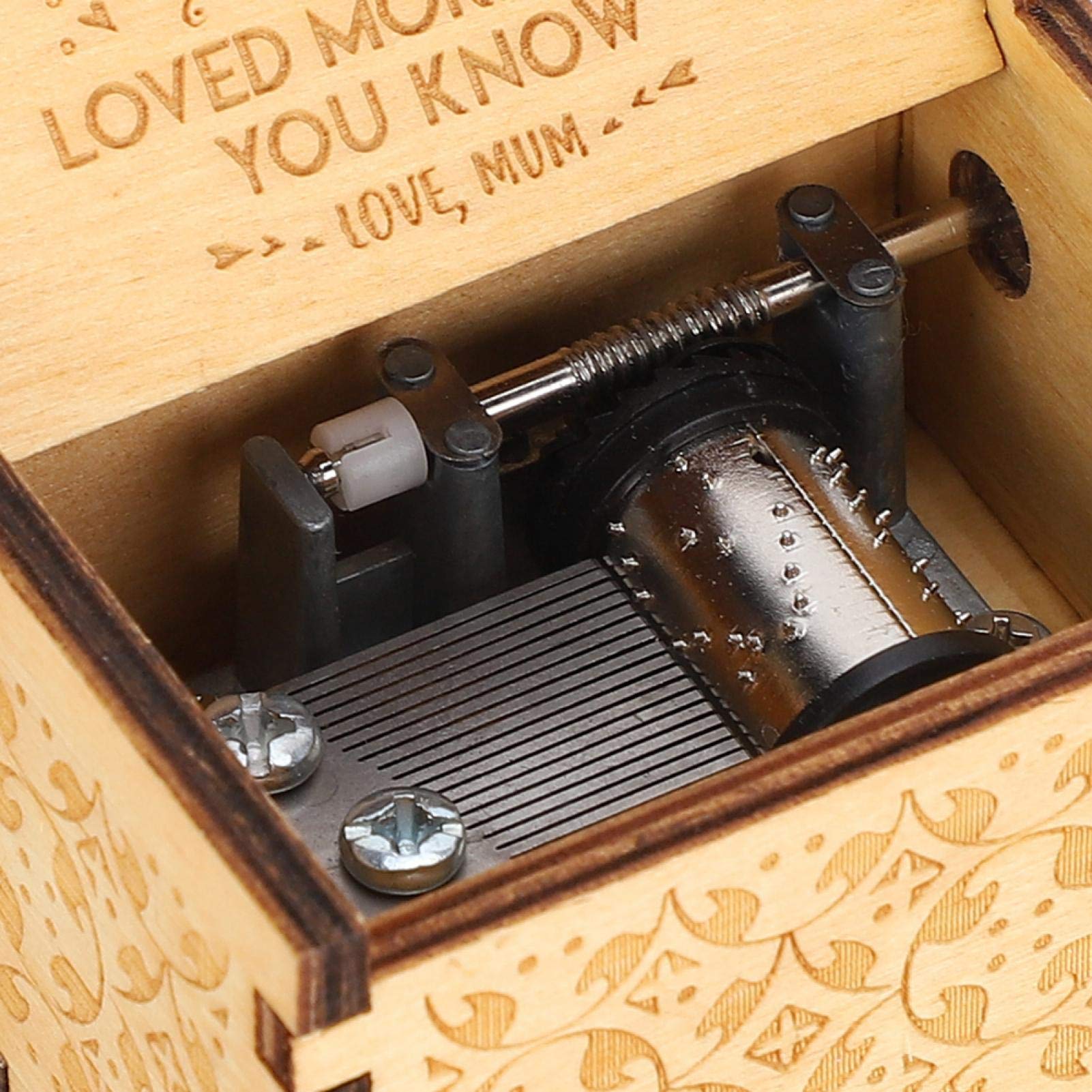 Hand Crank Wooden Music Box - 1.6X2.4 Inch Musical Gift Box with Classic Melodies | Perfect Birthday Present & Home Decoration for Bedroom, Wedding, Baby Shower