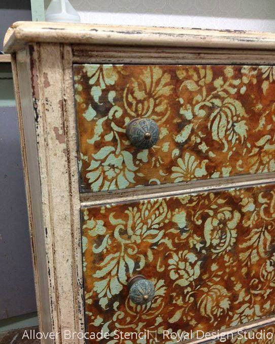 Allover Brocade Furniture Stencil - Reusable DIY Painting Template for Wood, Fabric & Walls - Perfect for Home Decor, Crafts & Upcycling Projects