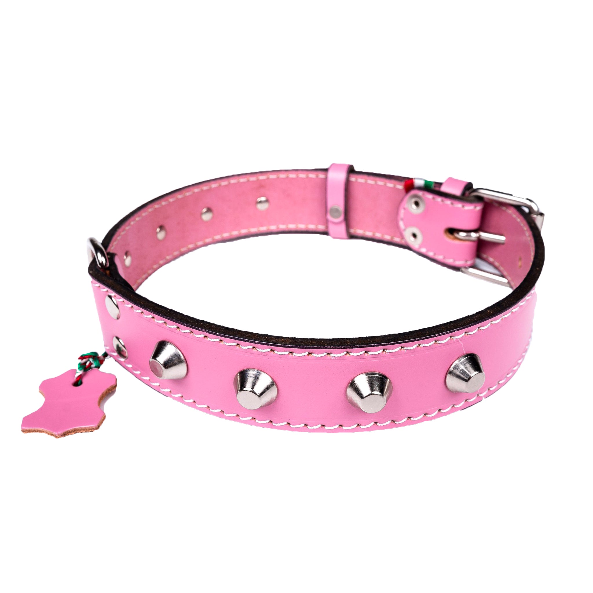 Italian Leather Studded Dog Collar with Metal Studs - Small Size for Small Dogs - Perfect for Training, Walking, and Fashion Accessories