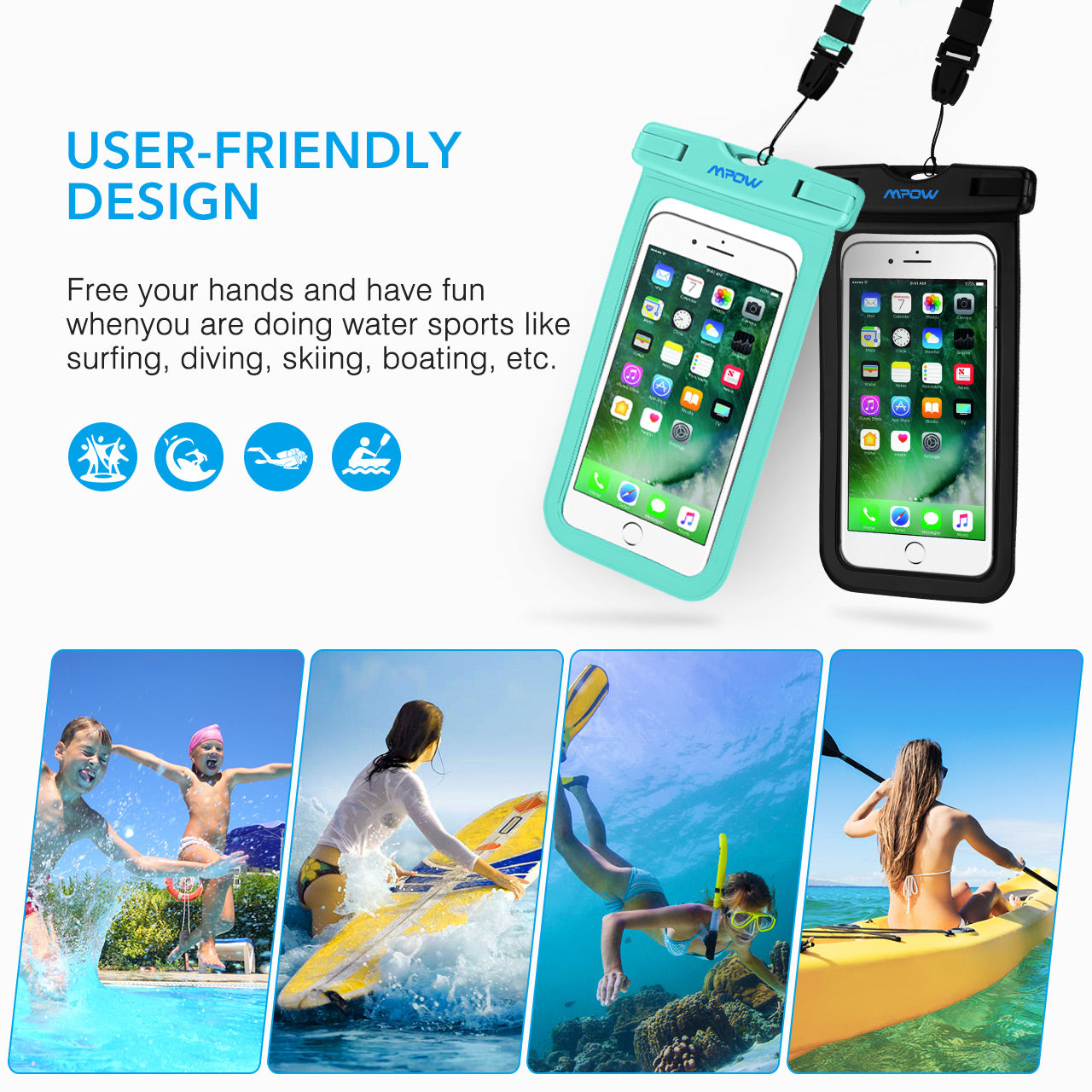 MPOW PA085A Waterproof Phone Pouch - IPX8 Certified Dry Bag for Swimming, Beach, Kayaking & Outdoor Activities - Universal Waterproof Case for iPhone 15/14/13, Samsung Galaxy S23/S22 & Smartphones