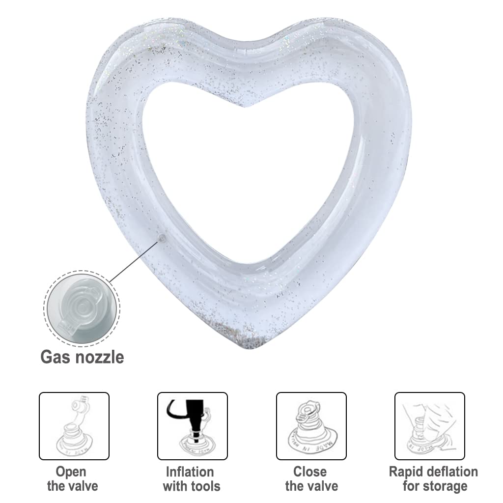 Inflatable Heart Pool Float - Sweet Love Swim Ring Lounger for Summer Water Fun, Beach & Pool Party (Kids & Adults) - Perfect for Relaxing, Photo Props & Romantic Getaways