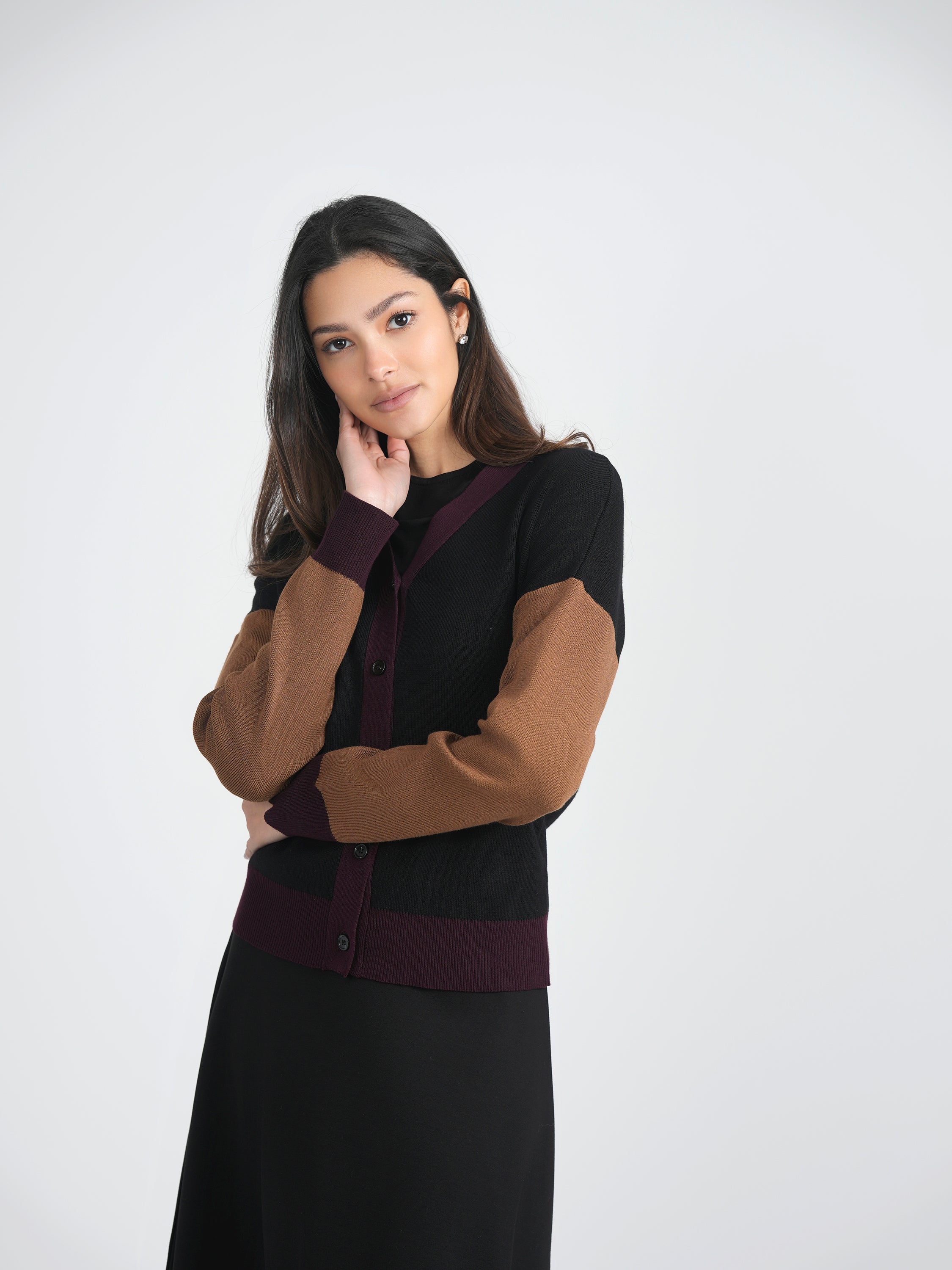 Stylish Color Block Knit Cardigan for Women | Cozy Fall & Winter Layering | Perfect for Office, Casual Outfits & Travel