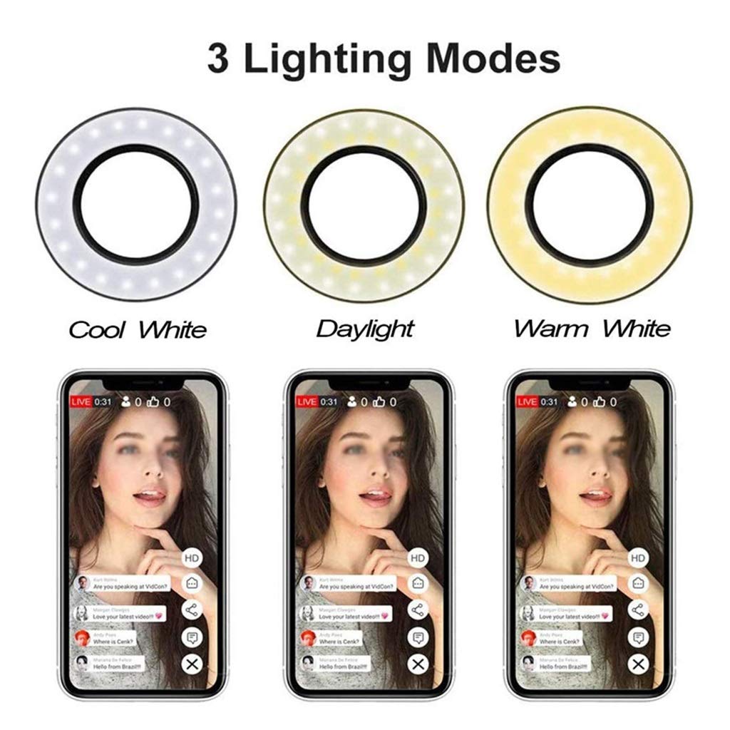 Professional Dimmable Ring Light with Phone Holder - 3 Colors & 10 Brightness Levels, 360° Rotating Flexible Arms, USB Powered for Live Streaming, Makeup, YouTube Videos, TikTok Content Creation & Home Office Lighting