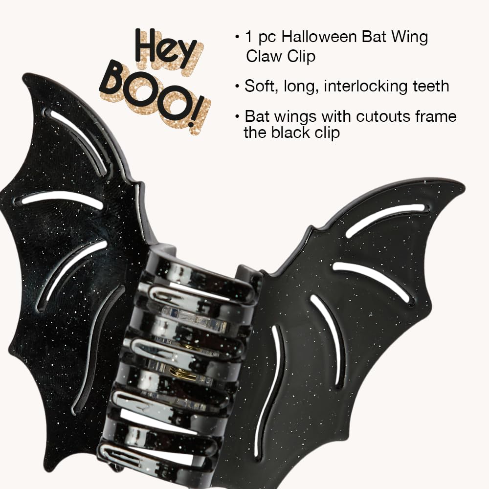 Scunci by Conair Bat Claw Hair Clip - Black Halloween Hair Accessories for Women - 1 Count - Perfect for Costume Parties, Spooky Events & Everyday Gothic Style