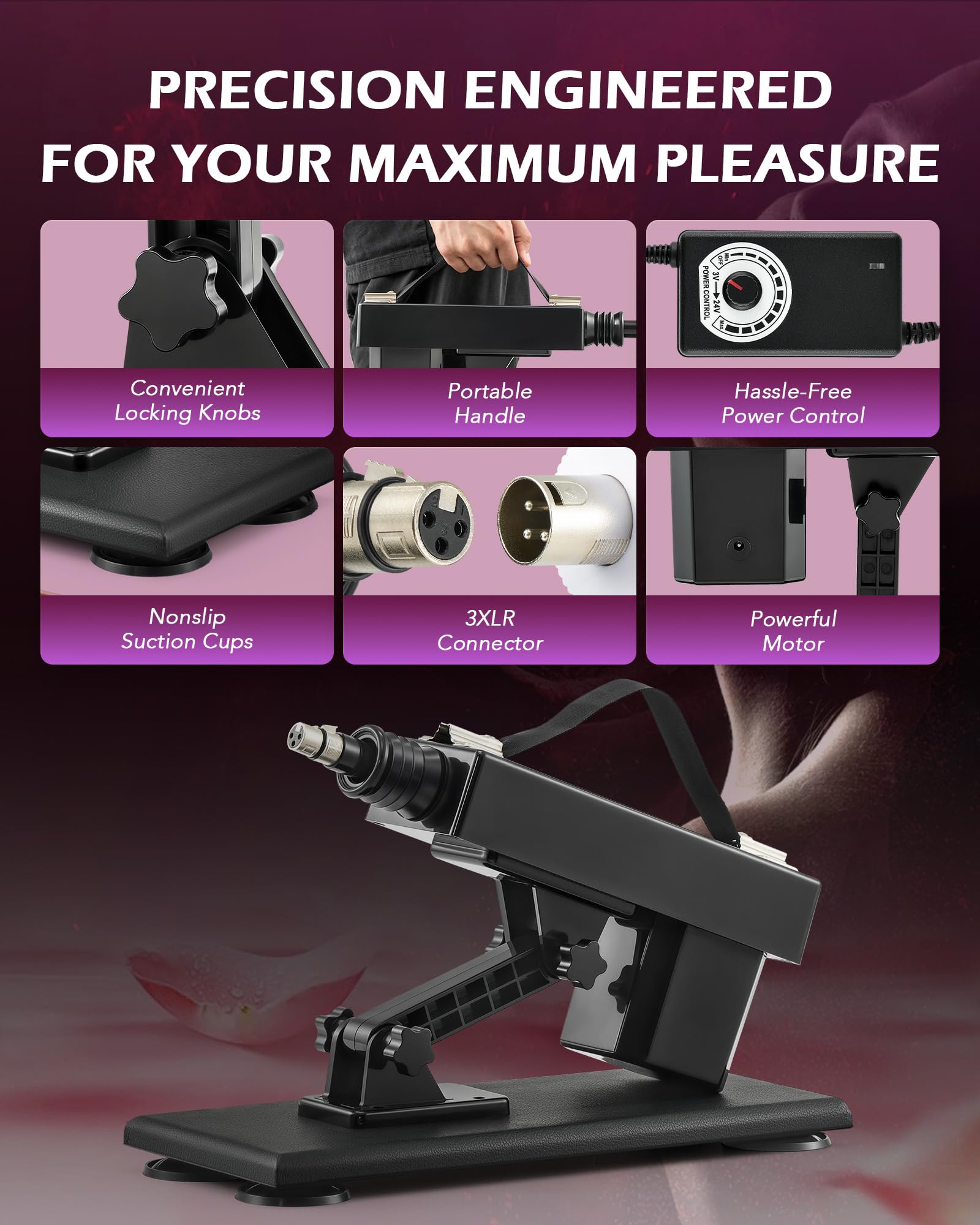 SENSUA Automatic Thrusting Sex Machine for Women & Men - 5 Dildos, Extension Bar & Suction Cup - Adult Sex Toy for Couples, Vaginal & Anal Stimulation - Perfect for Solo Play, Couples Bonding & BDSM Exploration
