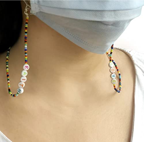 Stylish Beaded Mask Chain for Women & Girls - Love & Faith Design, Multipurpose Eyeglass Holder & Fashion Accessory - Perfect for School, Work, and Daily Wear