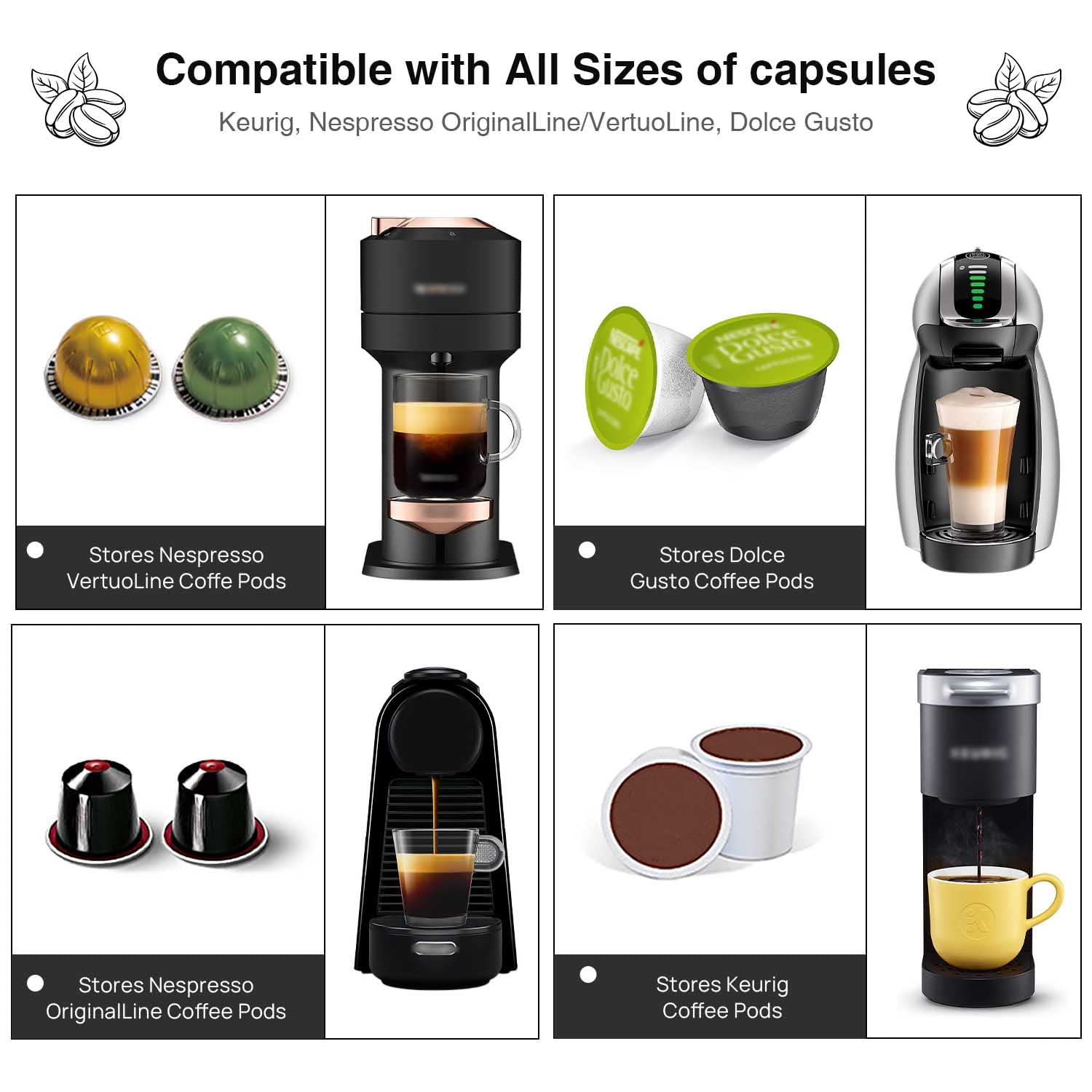 10Pcs PVC Wall Mount Coffee Pods Holder - Adjustable Nespresso Capsule Organizer Strips for Coffee Bar Accessories (Black) | Perfect for Kitchen Countertop & Office Coffee Station Organization
