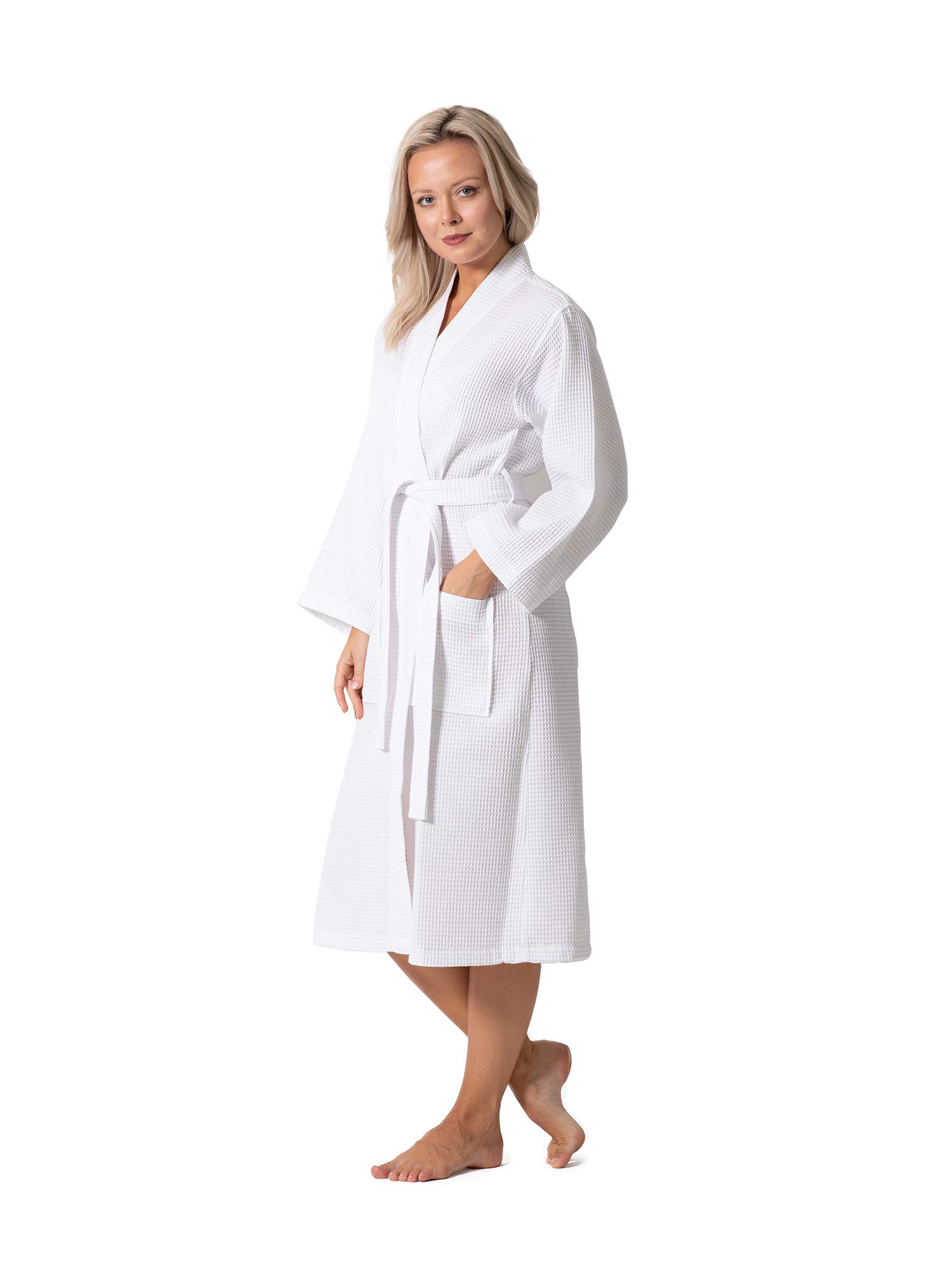 Turkish Linen Waffle Knit Lightweight Kimono Robe for Women - Quick Dry Soft Bathrobe & Spa Robe - Perfect for Relaxation, Beach Cover-Up & Lounging at Home