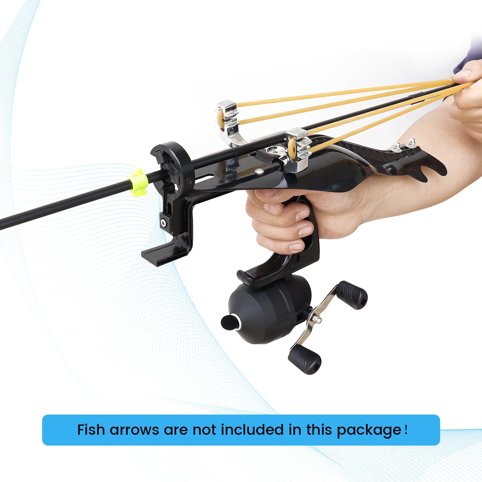 Professional Fishing Slingshot Kit with Reel - High-Power Catapult Sling Shot with Arrows, Brush Flashlight Bracket & 4 Rubber Bands - Includes 5 Fishing Broadheads - Perfect for Outdoor Hunting, Camping & Survival Gear